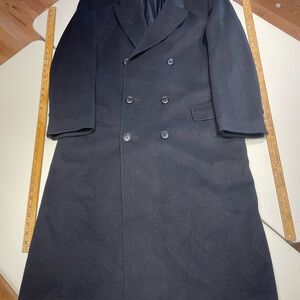 Men's size 52/42 (Large slim) Black 100% lambs wool Double-Breasted Coat